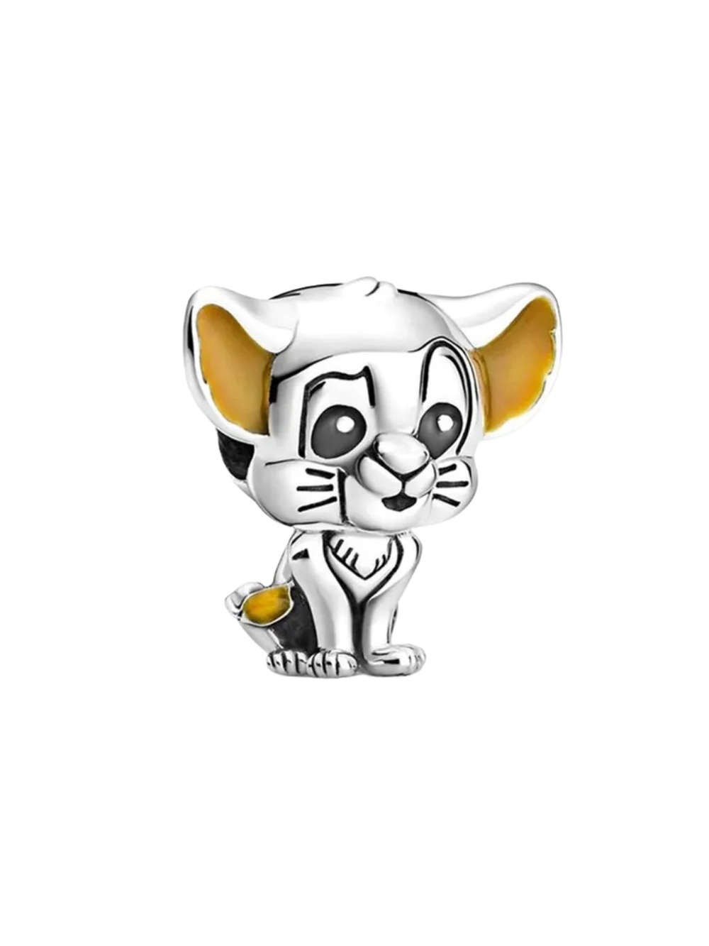 Silver and Yellow Cartoon Kitten Charm
